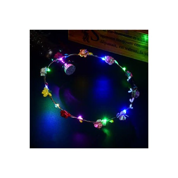 YOVECATHOU Led Light Women Flower Girl Headband Glow Blinking Crown Hair Wreath for Festival Holiday Christmas Halloween Party Favors Accessories (Colourful)