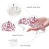 CURASA Pink Crystal Tiara Cute Crowns for Women Princess Crown Birthday Crown for Girls Wedding Headband Cute Kids Hair Accessories for Prom Costume Christmas