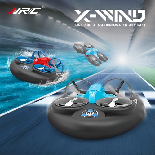 AIROKA 3 in 1 Sea Land and Air 360° Rolling Waterproof RC Drone, Four Axis Aircraft High Speed Drift Cars RC Foam Boat Toys,for Beginners and Gift to Boys and Girls(red)