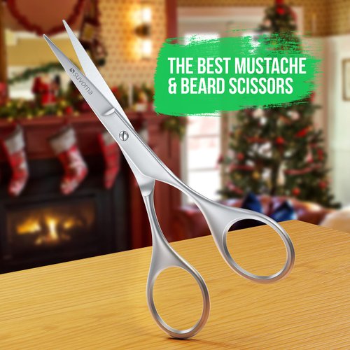 Suvorna 4.5" Mustache Scissors For Men Beard Scissors Beard Grooming Scissors Beard Trimming Scissors Moustache Scissors Men Nose Scissors Beard Trimmer Scissors facial hair Scissors Barber Shears.