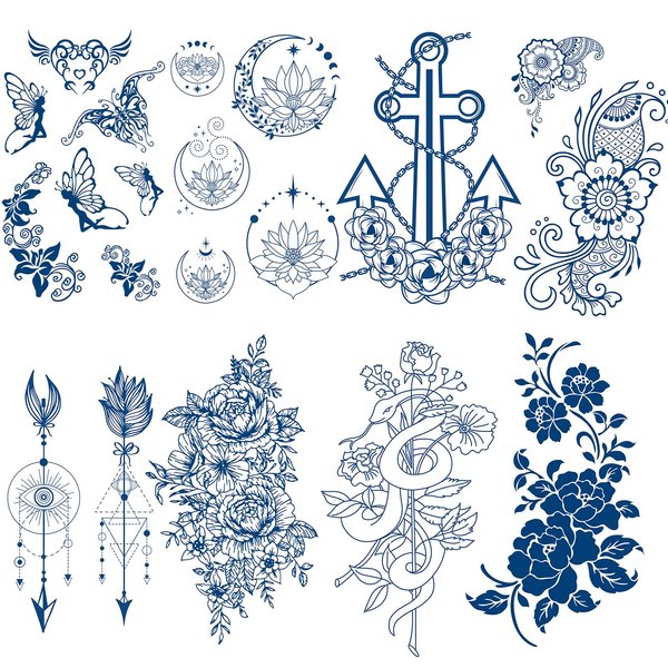 CUTELIILI 8 Sheets Semi Permanent Tattoo for Adults and Kids, Realistic Half Arm Temporary Tattoo Waterproof and Lasting 1-2 Weeks,Cute Fake Tattoos for Teens Christmas Gift
