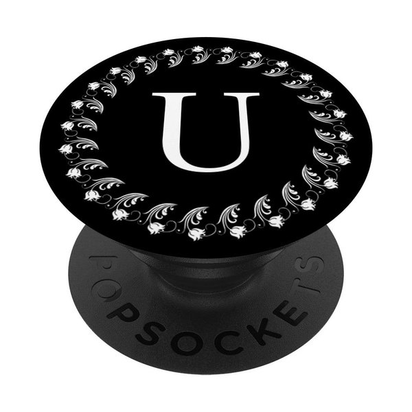 Phone Pop Up Holder,Cute Rose Flower Print White Letter U PopSockets Grip and Stand for Phones and Tablets