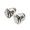 (Pack of 2) 19mm High Round Cap Waterproof Momentary Stainless Steel Metal Push Button Switch High Flush Screw Terminals 250V 5A 1NO SPST for Auto Car Horn Engine Start Doorbell Power Switch
