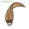 Loxxy Tape in Hair Extensions Seamless Skin Weft Brazilian Natural Remy Thick Human Hair Ombre Chocalate Brown Fading into Chocolate Brown With Strawberry Blonde Highlight R#4-4/27 20pcs 50g 16Inch