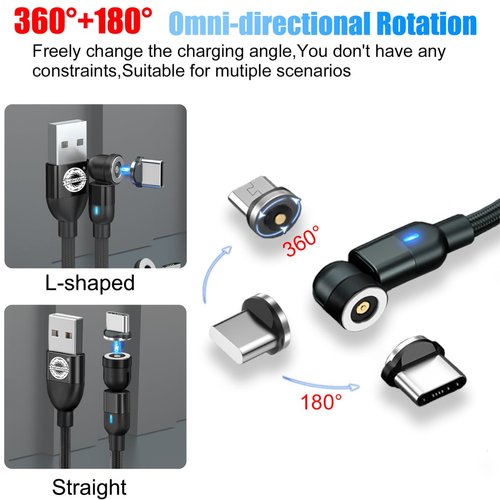 EndlesShine 1 Pin Magnetic Charging Cable Tips Connectors for Type C Android Devices (3 Pack), Magnetic Phone Cable Adapter (Type-C + iProducts +Micro Adapters)