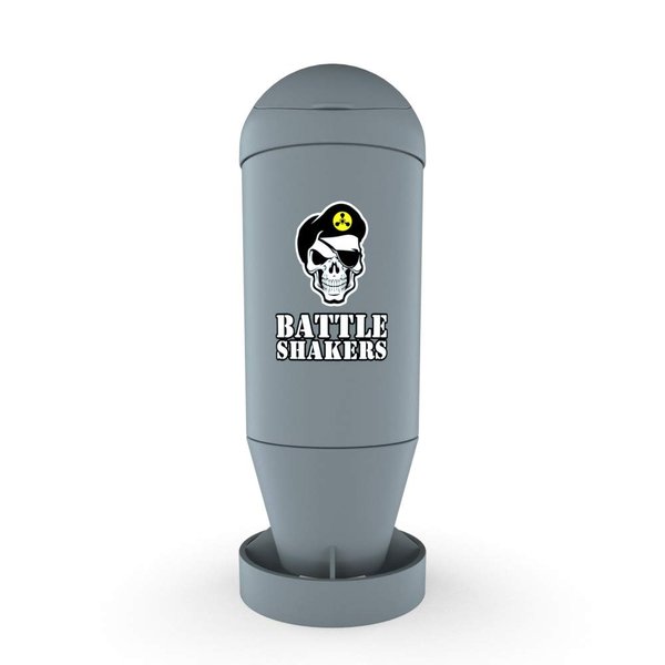 Battle Shakers Torpedo Shaker Cup | Military Themed Shaker Bottle | Leak-Proof Protein Cup with Storage Compartment | Mix Protein Powders & More | Durable & Dishwasher Safe | 20 Oz Gray