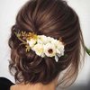 Yheahin Bridal White Rose Flower Hair Comb Boho Handmade Floral Headpiece Wedding Flower Hair Accessories for Women Brides Bridesmaids (White 2)