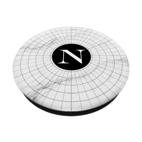 Cell Phone Pop Out Holder,White and Black Spiderweb Letter N PopSockets Grip and Stand for Phones and Tablets