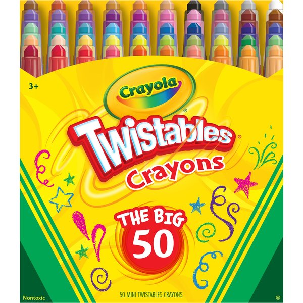 Crayola Mini Twistables Crayons (50ct), Kids Art Supplies, Easter Basket Stuffers, Crayons for Toddlers & Kids, Gifts, 3+