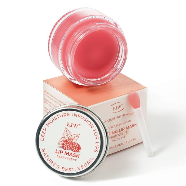 EJW Lip Sleeping Mask - Intensive Lip Repair Night Treatment, Nourish & Hydrate with Vitamin E, 0.53 Ounce - Restores, Softens, and Replenishes Dry Lips