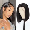 ADOIFAIR Bob Wig Human Hair Straight Bob Wigs 13x4 Lace Front Wigs for Black Women 12 Inch 180% Density Glueless Bob Wigs Human Hair Pre Plucked with Baby Hair Natural Color