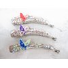 Generic Slim silver metal filigree flower butterfly banana hair claw clips with jewels Set B (Primary color: Pink)
