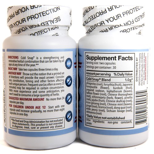 OHCO Cold Snap Herbal Supplement 60 Capsules, 2 Pack