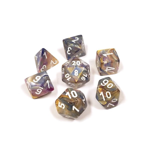 Polyhedral 7-Die Festive Dice Set - Carousel with White Numbers CHX-27440