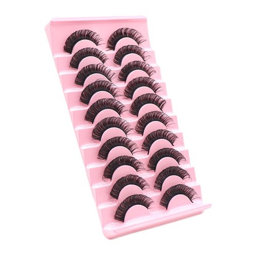 VGTE False Eyelashes Russian Strip Lashes D Curl Wispy Fluffy Natural 3D Faux Mink Lashes 10 Pairs Pack (3D T21)
