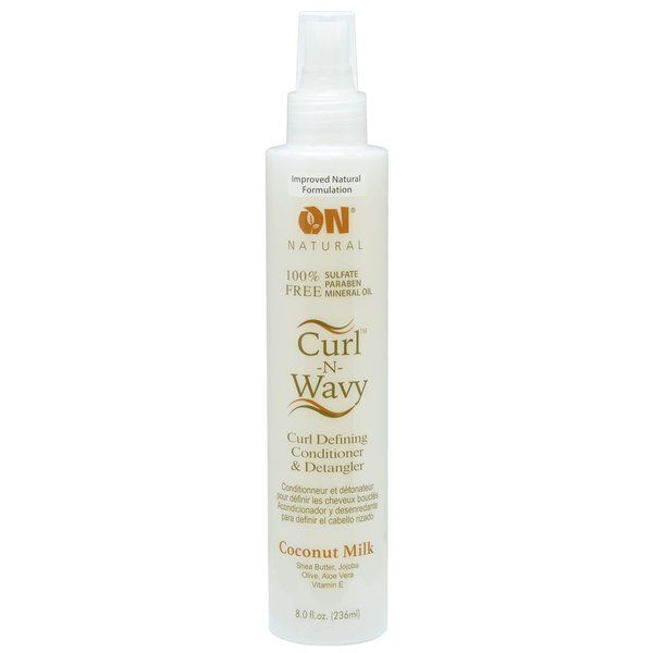 ON Natural Premium Oil Free Curl N Wavy Curl Defining Conditioner & Detangler, Coconut Milk 8 oz