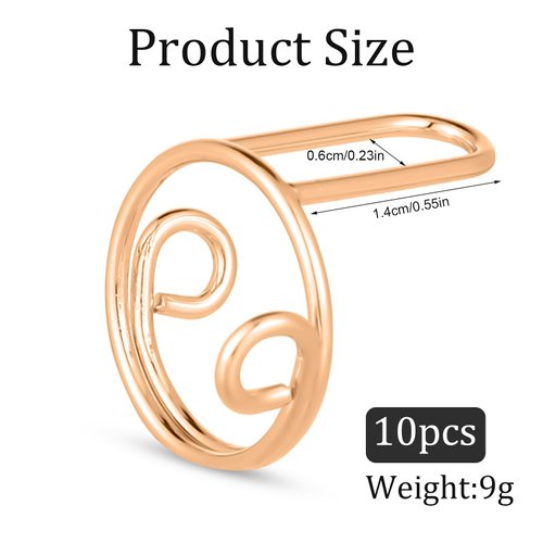 10pcs Wudu Nail Rings, Adjustable Fingernail Rings No Adhesive & Glue Fingertip Rings for Alternative to Acrylic Nails Gel Polish Reusable Jewelry Gift for Muslims Women Girl (Gold)