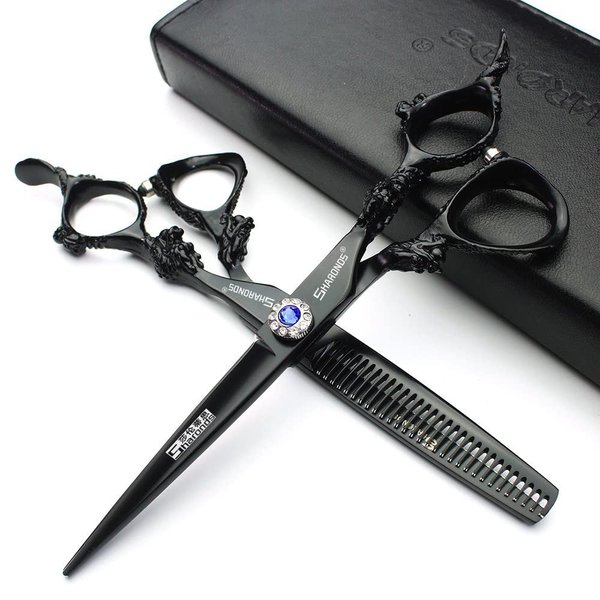 6 inch professional hairdressing scissors set, Japanese hairdressing scissors, hairdresser/family special hairdressing scissors (6 inches, 2 pieces-C)