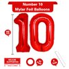 40 Inch Giant Red Number 10 Balloon, Helium Mylar Foil Number Balloons for Birthday Party, 10th Birthday Decorations for kids and adults, 10 Year Anniversary Party Decorations Supplies