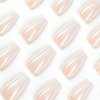 Coffin Press on Nails Medium Fake Nails with Daily Wear Simple Designs Pink & White Gradient Full Cover Glue on Nails Glossy False Nails Press ons for Women 24 Pcs
