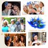 Yokawe 20s Feather Hair Clip Elegant Blue Peacock Feather Hair Clips with Crystal Gatsby Party Head Accessories for Women