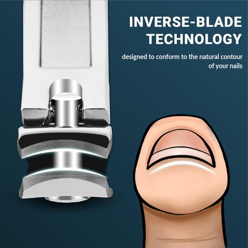 Alchemi 3D Curved Nail Clippers with Catcher for Men & Women, Surgical Grade Fingernail Clipper & Toenail Clipper for Thick Toenails, Professional Stainless Steel Nail Cutter, Box Included