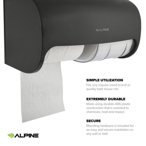 Alpine Commercial Toilet Paper Dispenser - Double Toilet Paper Holder Wall Mount for Less Frequent Paper Roll Refill