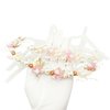 PrettyLife Pearls Flower Headpiece with Matching Wrist Corsage Set for Wedding Flower Girl Fairy Hair Piece Accessories for Birthday Party (Pink Style)