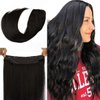 TIVBOES Wire Hair Extensions 16 inch 95g Natural Black Straight Remy Hair Extensions with Invisible Fish Wire Hair Extensions Real Human Hair