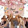 MEHOFOND Paint and Sip Party Decorations for Adults Sip and Paint Kit Happy Birthday Party Rose Gold Balloon Arch Kit Sip and Paint Party Supplies for Date Night Art Painting Set 111 Pcs