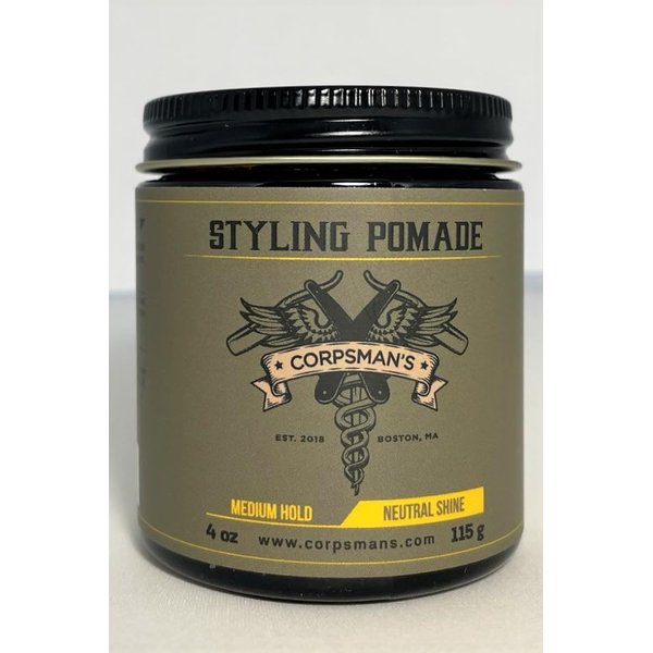 Corpsman's STYLING POMADE | Medium Hold | Neutral Shine | 4 ounce glass jar