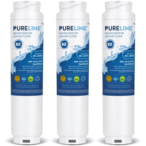 Pureline 9000 077104 UltraClarity REPLFLTR10 Water Filter Replacement for Bosch Ultra Clarity 9000194412, 644845, B26FT70SNS, B22CS80SNS, B22CS50SNS, Haier 0060820860, Miele KWF1000 (3 Pack)