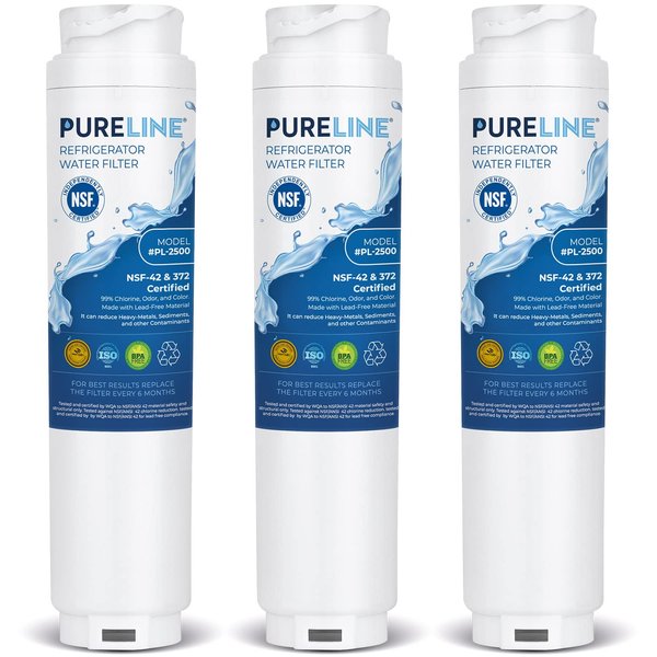 Pureline 9000 077104 UltraClarity REPLFLTR10 Water Filter Replacement for Bosch Ultra Clarity 9000194412, 644845, B26FT70SNS, B22CS80SNS, B22CS50SNS, Haier 0060820860, Miele KWF1000 (3 Pack)