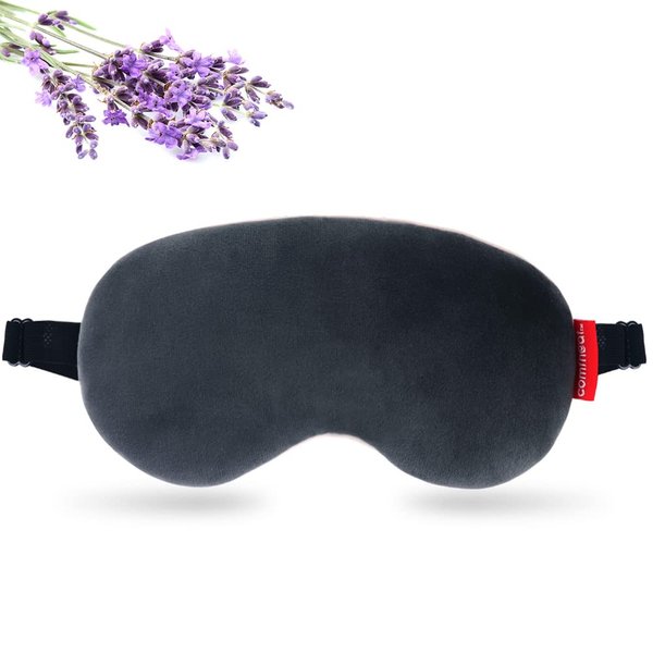 Comfheat Moist Heat Eye Mask for Women & Men, Microwavable Weighted Compress Eye Masks with Lavender & Adjustable Strap, Soft Breathable Cotton Eye Cover for Sleeping, Dark Circles, Sinus Pain Grey