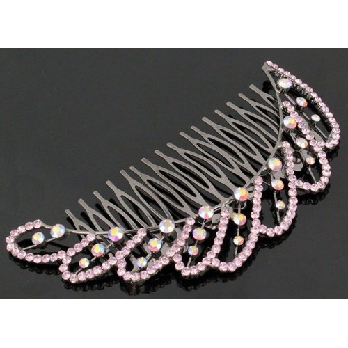 Janefashions 4.75'' Wave Lilac Austrian Rhinestone Cystal Hair Side Comb Barrette Clip B142a