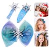 Uonlytech Snowflakes 3pcs Hair Bow Hair Clips Christmas Snowflake Hair Clips for Princess Dress Up Party and Birthday Snowflake