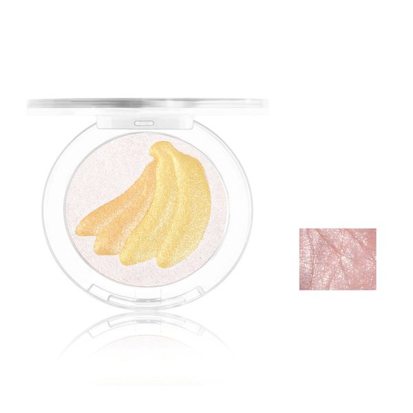 Easilydays Cream Highlighter Compact, Highly Pigmented Glitter Powder Makeup, Face Highlighters & Luminizers Makeup Palette, Body Cheek Gold Pink Metallic Sparkle Glitter Shimmer Bronzer (#04 Banana)