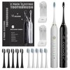 MAXWISDOM Electric Toothbrush 2 Pack - Electric Toothbrush for Adults with 10 Replacement Brush Heads, 2 Toothbrush Holders, 6 Modes, Smart Timer, 2 Hours Charge for 60 Days (Black & White)