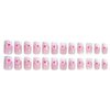 Cherry Flower Press on Nails Medium Pink Fake Nails for Women and Girls Gradient White French Tip False Nails with Flash Designs Glossy Coffin Fake Nails Medium Length Square Acrylic Nail Press ons