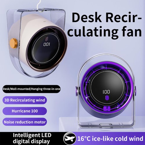 Aocojar Desk Fan, Rechargeable Portable Fan With 90 ° Rotate Head, LED Digital Power display&5-Speed Wind Adjustment Function, Ultra Quiet Small Fan For Home, Kitchen,Travel, Camping, Bedroom, Office