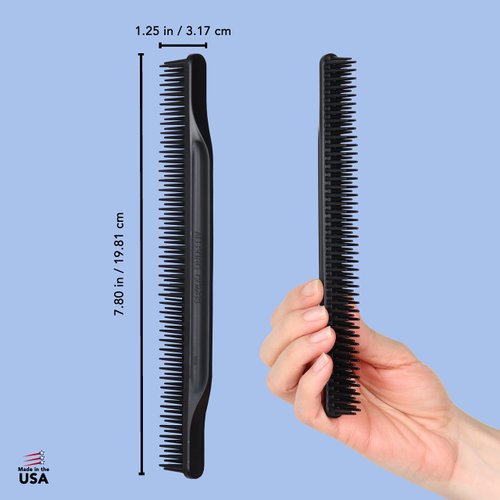 Allegro Combs #70 Wide Tooth Combs Defining Brush Comb 3-Row Wide Tooth For Curly Hair Comb For Women Curly Hair, Hair Stylists Hair Comb 2 Piece (Black)