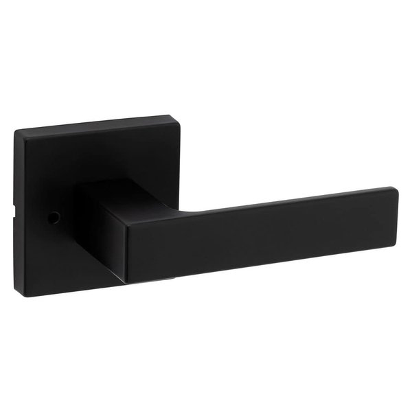Kwikset Singapore Interior Privacy Door Handle with Lock, Door Lever For Bathroom and Bedroom, Matte Black Reversible Keyless Turn Lock, with Microban Protection