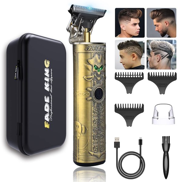 FADEKING Gifts for Men, Beard Trimmer for Men, Zero Gapped Trimmer for Men T-Blade Trimmer Cordless Rechargeable Edgers Clippers Haircut & Grooming Kit with Travel Storage Case