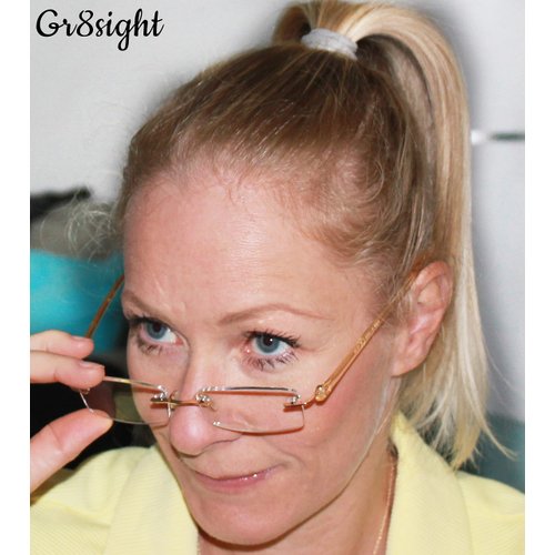 Gr8Sight 7-Pack Rimless Reading Glasses with Small Lenes (BrownArm,+1.00)