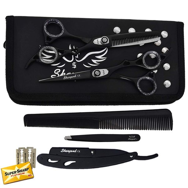 Barber Hair Cutting Scissors Kit for Women & Men, Professional Hair Scissors Set, Scissor for Hair Cutting, Thinning Scissors, Straight Razor, Hair Comb, Sharpend Shears Kit for Home, Salon