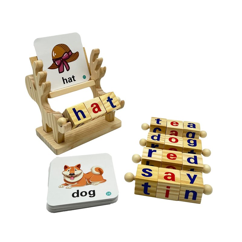 JAQI Wooden Reading Blocks Short Vowel Rods Spelling Games , Flash ...