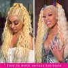SUPSYOUSF 30 Inch Lace Front Wig Human Hair 613 13X6 Transparent Lace Deep Wave 180 Density Free Part Blonde Lace Front Wigs Human Hair Pre Plucked with Baby Hair 613 HD Lace Frontal Wig for Women
