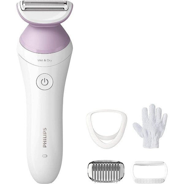 Philips Beauty Lady Electric Shaver Series 6000, Cordless with 4 Accessories, BRL136/00, White