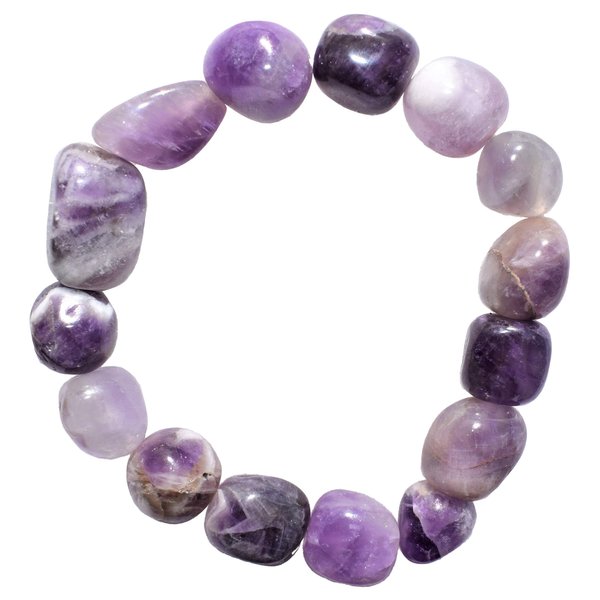 Zenergy Gems CHARGED Amethyst Crystal Bracelet Tumble Polished Stretchy + Selenite Heart Charging Crystal (OPEN & HEAL THE HEART CHAKRA - SOOTHE HURT, LONELINESS & ANXIETY)