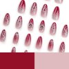24 Pcs Ombre Red Press on Nails Short Almond - SHANRUN Halloween Fake Nails Press ons Nail Art Tips Glue on Nails Full Cover Acrylic False Nails with 3D Heart Spider Web Charms Design Stick on Nails